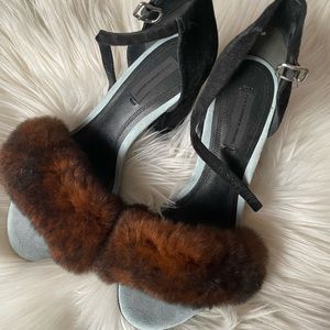 Alexander Wang Fur Trim City Sandal